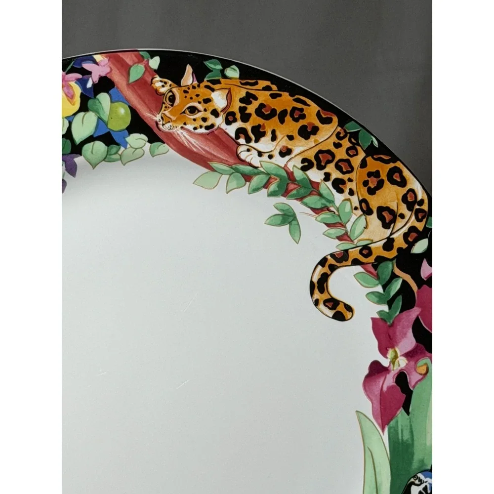 Sakura Vitromaster Rain Forest Dinner Plate Sue Zipkin 1993 Jungle Leopard Zebra - Picture 3 of 8